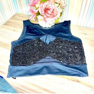 Bebe Black Sequin Crop Top